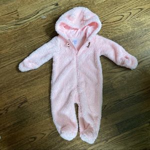Carter’s pink fuzzy bear bunting 9 months